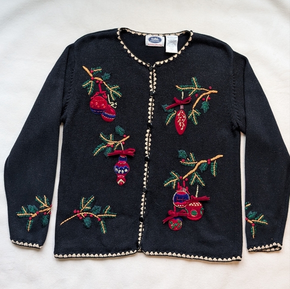 Vintage Tabi Women's Christmas Holiday Cardigan Sweater Embroidered Size M - Picture 5 of 16